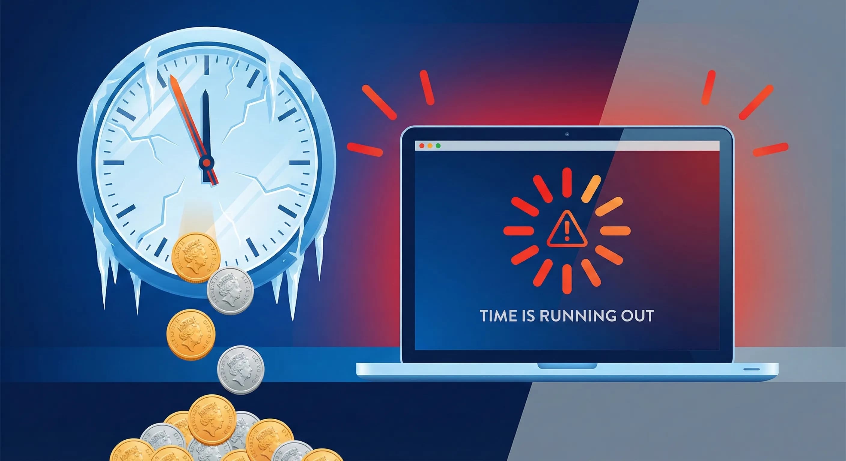 A frozen clock face representing the true cost of IT downtime for professional services firms